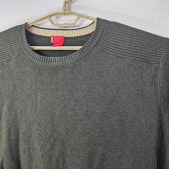 Levi's Sweater Mens Large Green Ribbed Shoulders Cotton Pullover Top - Picture 6 of 9
